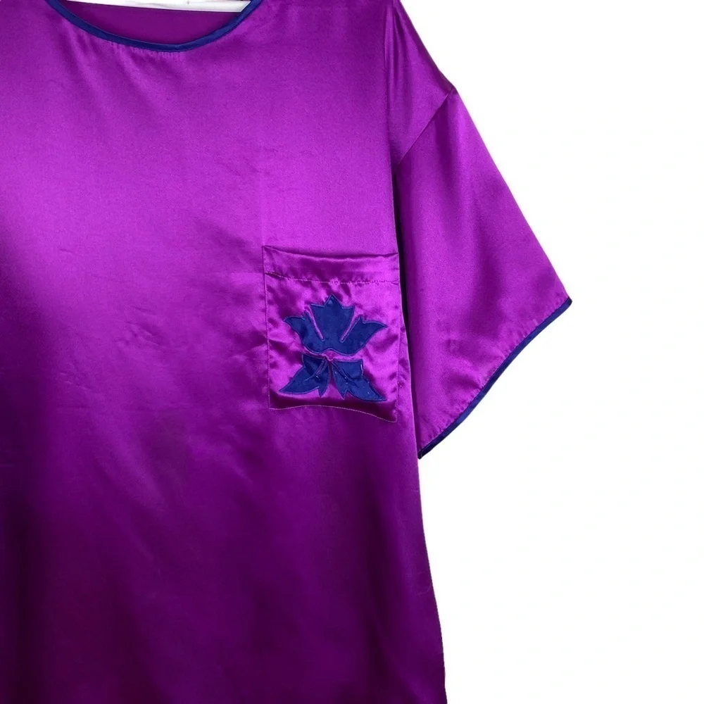 Vintage Victoria’s Secret Gold Label Nightgown Women’s Size L Purple Satin - Picture 5 of 8